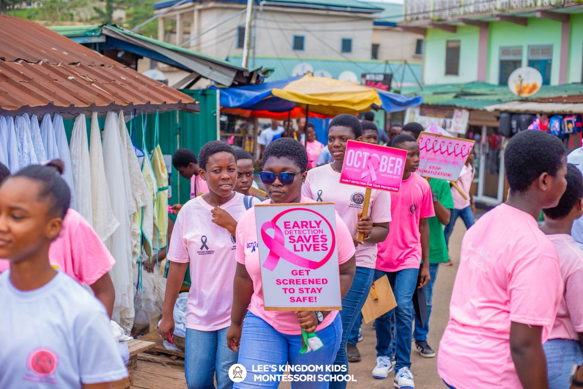 KKMS students during awareness march in Tarkwa
